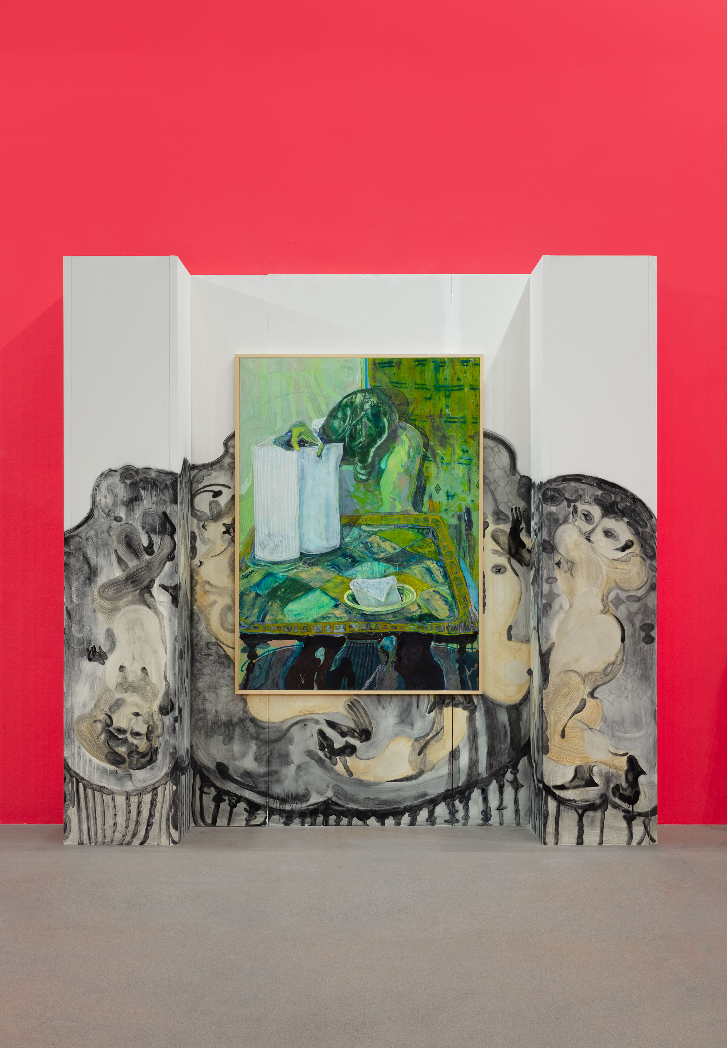 Guglielmo Castelli, Vizi compensativi (Compensatory vices) 2020, Pittura parietale realizzata in occasione della mostra u0022Pittura in persona. La nuova Collezione della Fondazione CRCu0022, 2021 